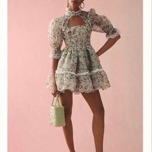 Selkie Floral Puff Sleeve Mini Dress from Anthropologie